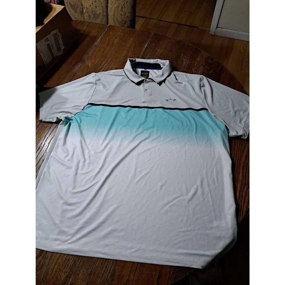 XXL Greg Norman Rapid Vent Tasso Elba Grey Blue Short Sleeve Golf Polo Shirt